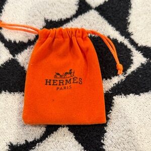 Hermes Orange Velvet Pouch